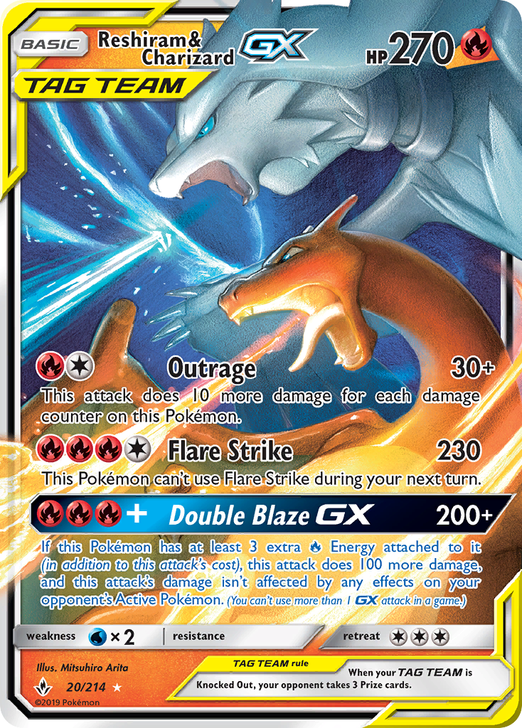 Reshiram & Charizard GX (20/214) [Sun & Moon: Unbroken Bonds] | Odin's Place