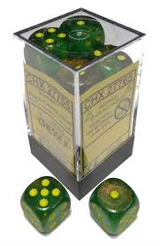 Chessex Dice Menagerie 10 16mm D6 Maple Green/Yellow 12 ct | Odin's Place