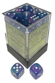 Chessex Dice Menagerie 10 12mm D6 Festive Waterlily/White 36 ct | Odin's Place