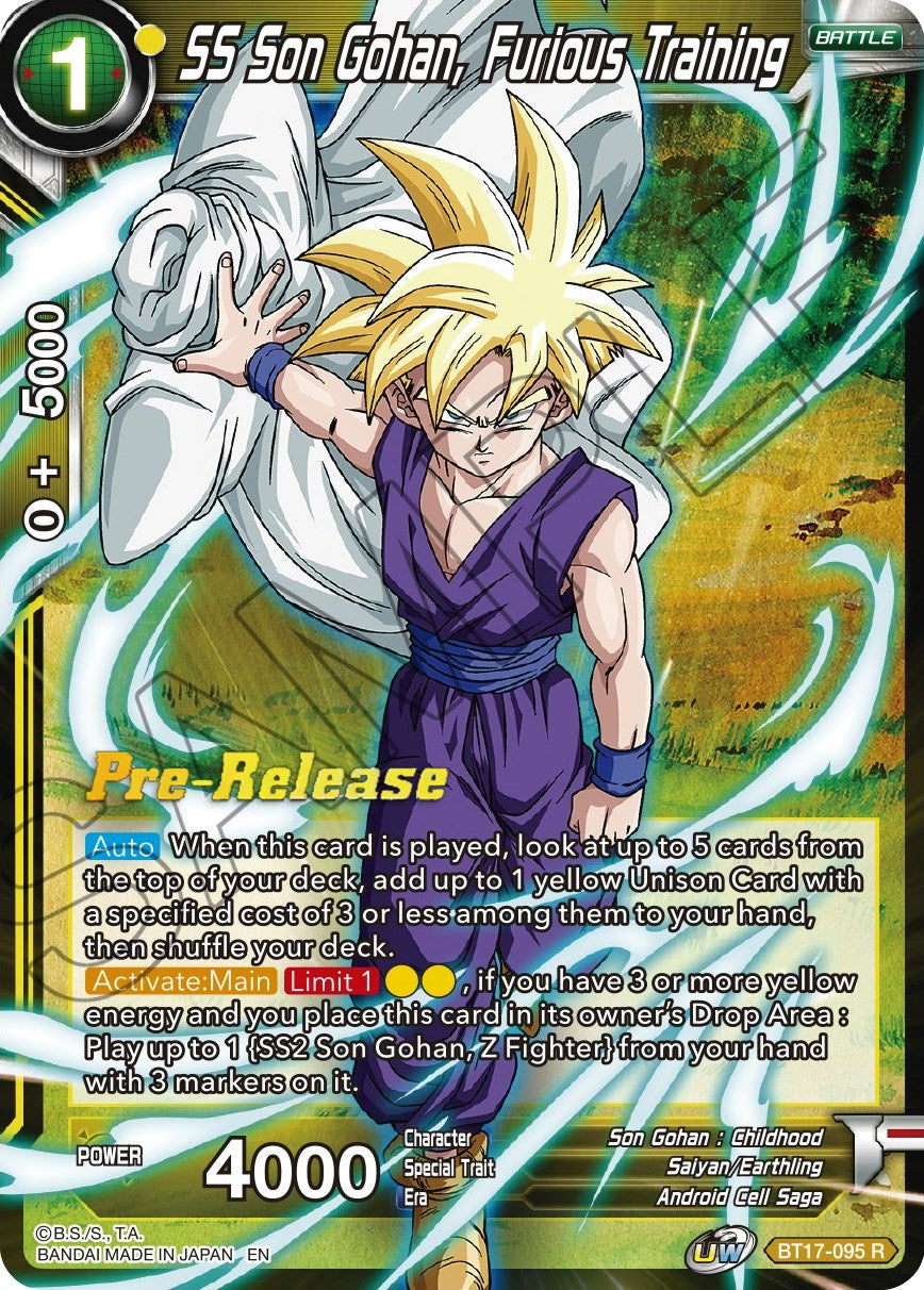 SS Son Gohan, Furious Training (BT17-095) [Ultimate Squad Prerelease Promos] | Odin's Place