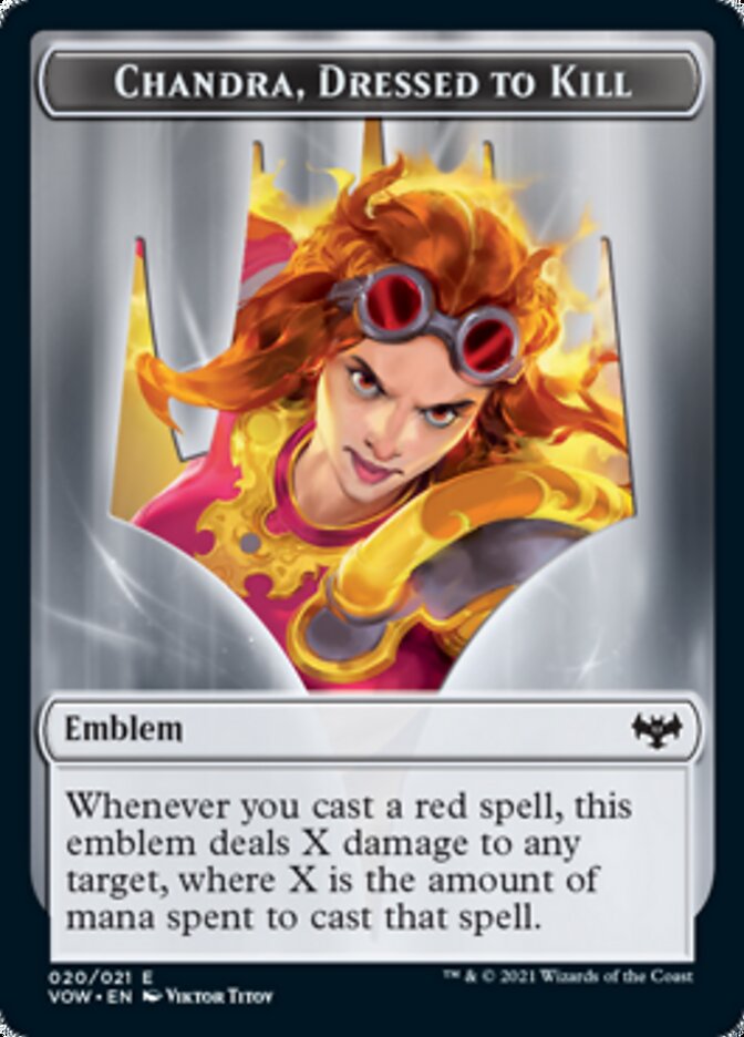 Blood // Chandra, Dressed to Kill Emblem Double-Sided Token [Innistrad: Crimson Vow Tokens] | Odin's Place