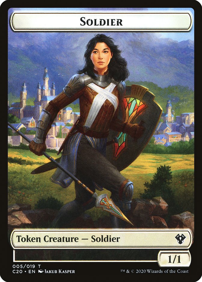 Human Soldier (005) // Drake Double-Sided Token [Commander 2020 Tokens] | Odin's Place