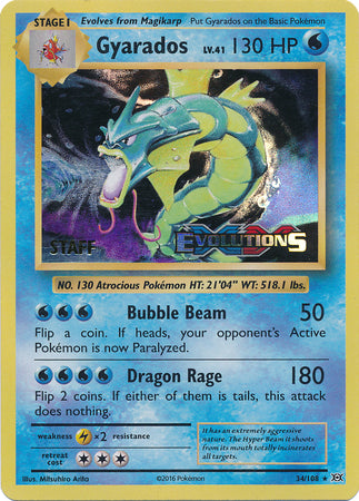 Gyarados (34/108) (XY Evolutions Staff Prerelease) [XY: Black Star Promos] | Odin's Place