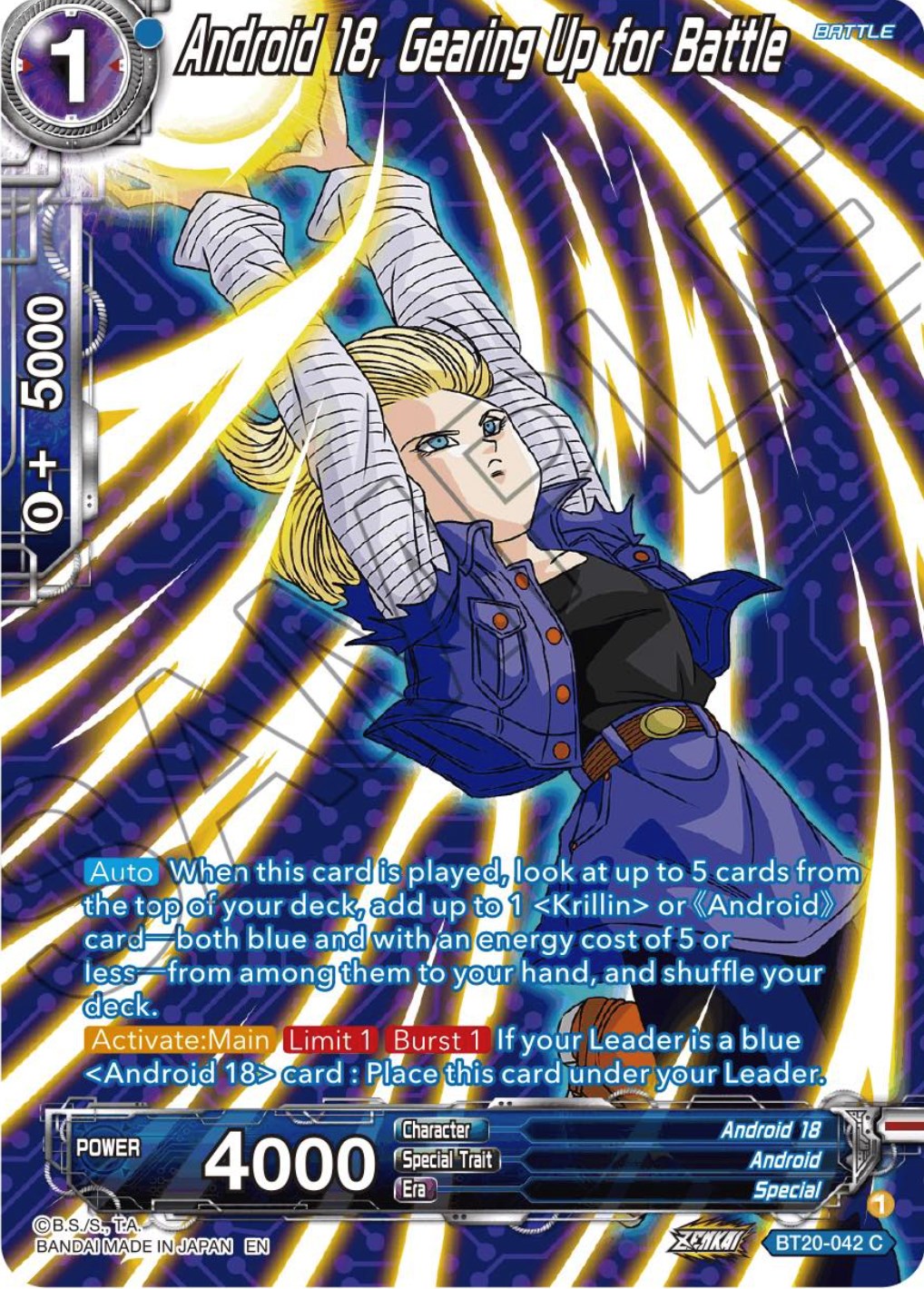 Android 18, Gearing Up for Battle (Silver Foil) (BT20-042) [Power Absorbed] | Odin's Place