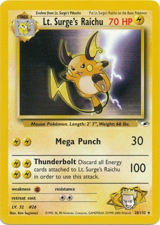 Lt. Surge's Raichu (28/132) [Gym Heroes Unlimited] | Odin's Place