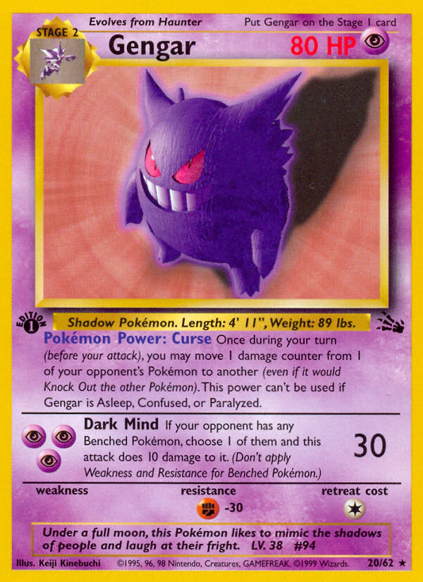 Gengar (20/62) [Fossil 1st Edition] | Odin's Place