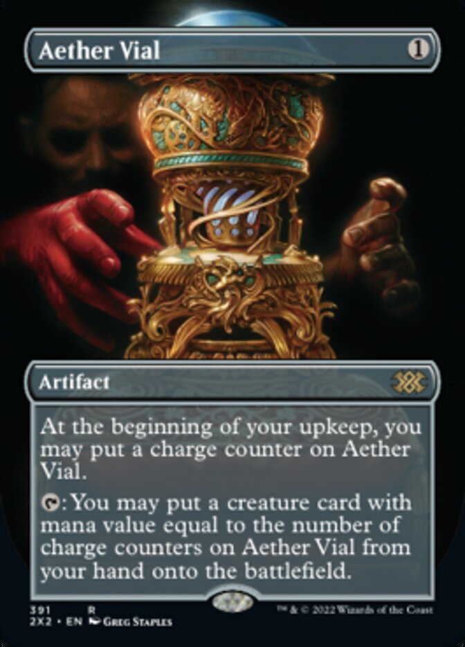 Aether Vial (Borderless Alternate Art) [Double Masters 2022] | Odin's Place