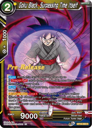 Goku Black, Surpassing Time itself (BT16-088) [Realm of the Gods Prerelease Promos] | Odin's Place