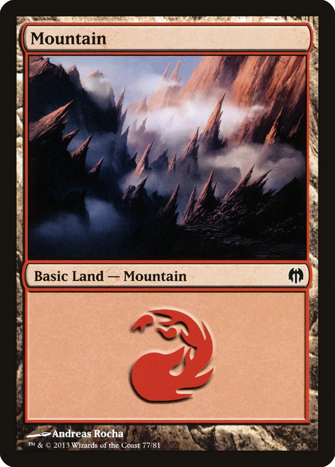 Mountain (77) [Duel Decks: Heroes vs. Monsters] | Odin's Place