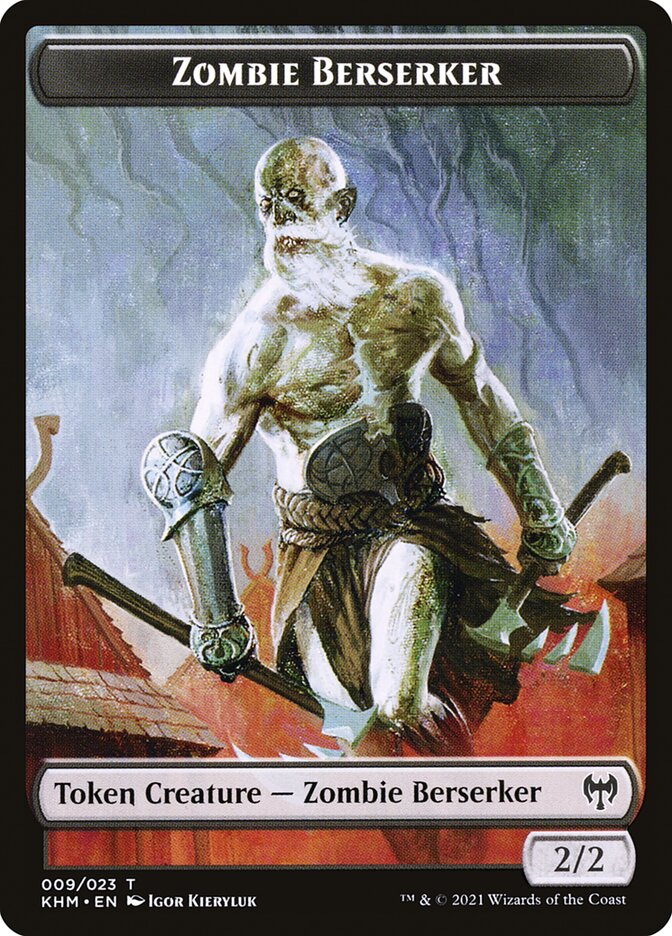 Human Warrior // Zombie Berserker Double-Sided Token [Kaldheim Tokens] | Odin's Place