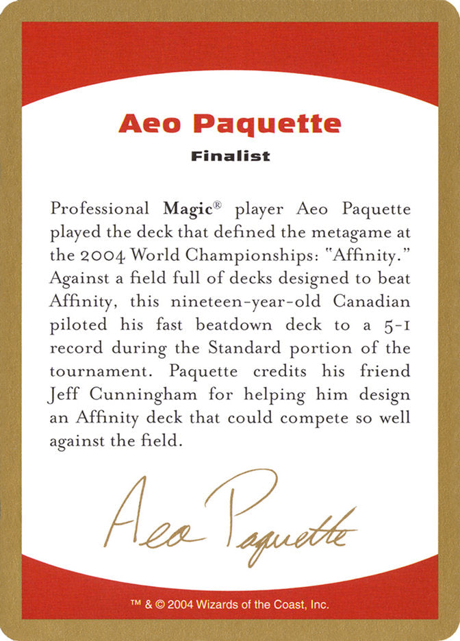 Aeo Paquette Bio [World Championship Decks 2004] | Odin's Place