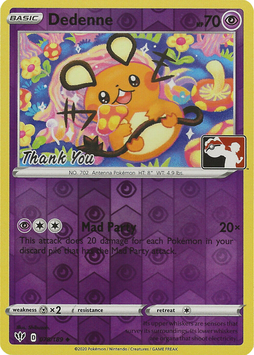 Dedenne (078/189) (Thank You Promo) [Sword & Shield: Darkness Ablaze] | Odin's Place
