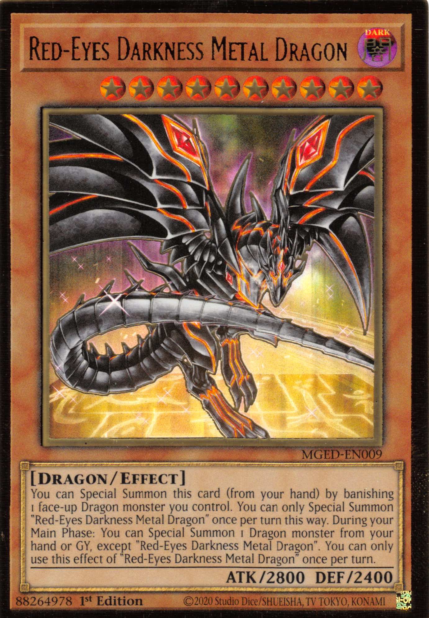 Red-Eyes Darkness Metal Dragon (Alternate Art) [MGED-EN009] Gold Rare | Odin's Place