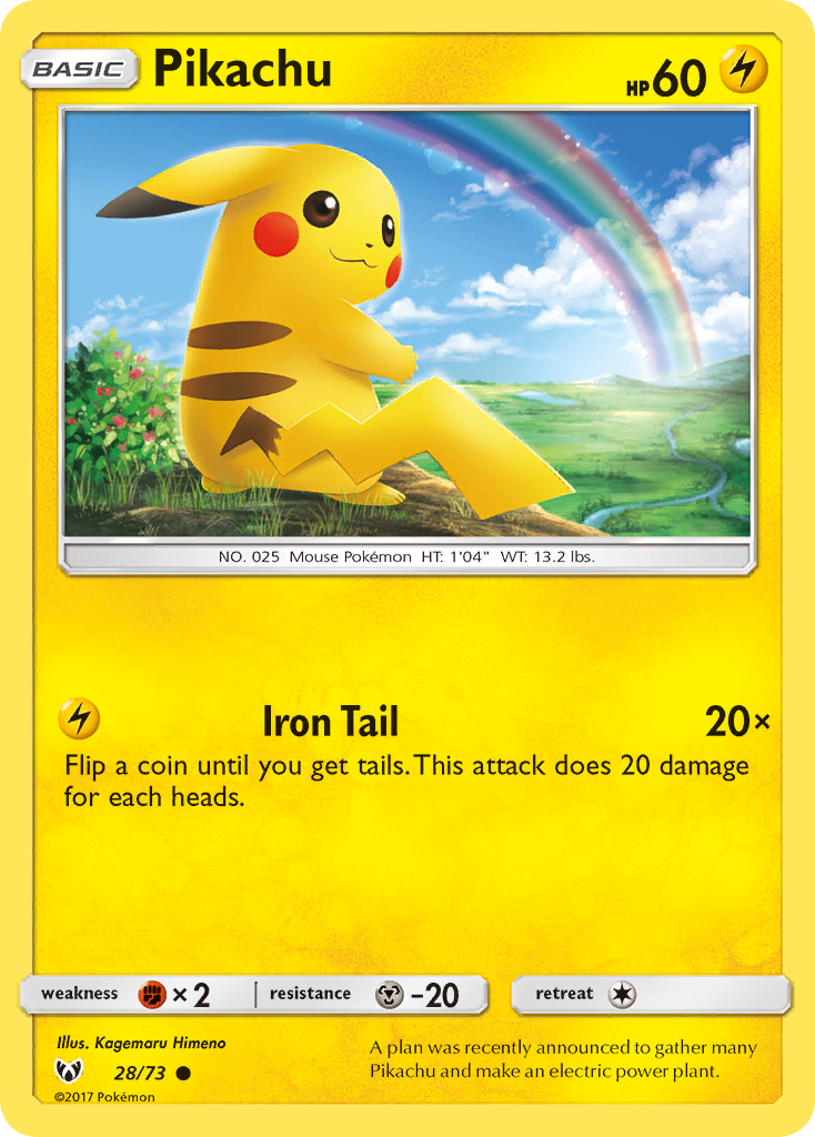 Pikachu (28/73) (Cosmos Holo) [Sun & Moon: Shining Legends] | Odin's Place