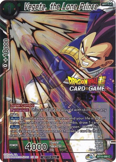 Vegeta, the Lone Prince (Card Game Fest 2022) (BT10-068) [Tournament Promotion Cards] | Odin's Place