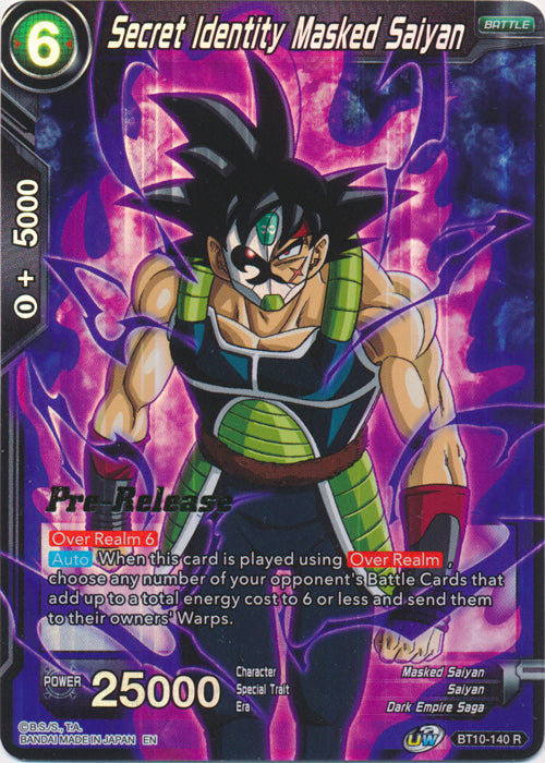 Secret Identity Masked Saiyan (BT10-140) [Rise of the Unison Warrior Prerelease Promos] | Odin's Place