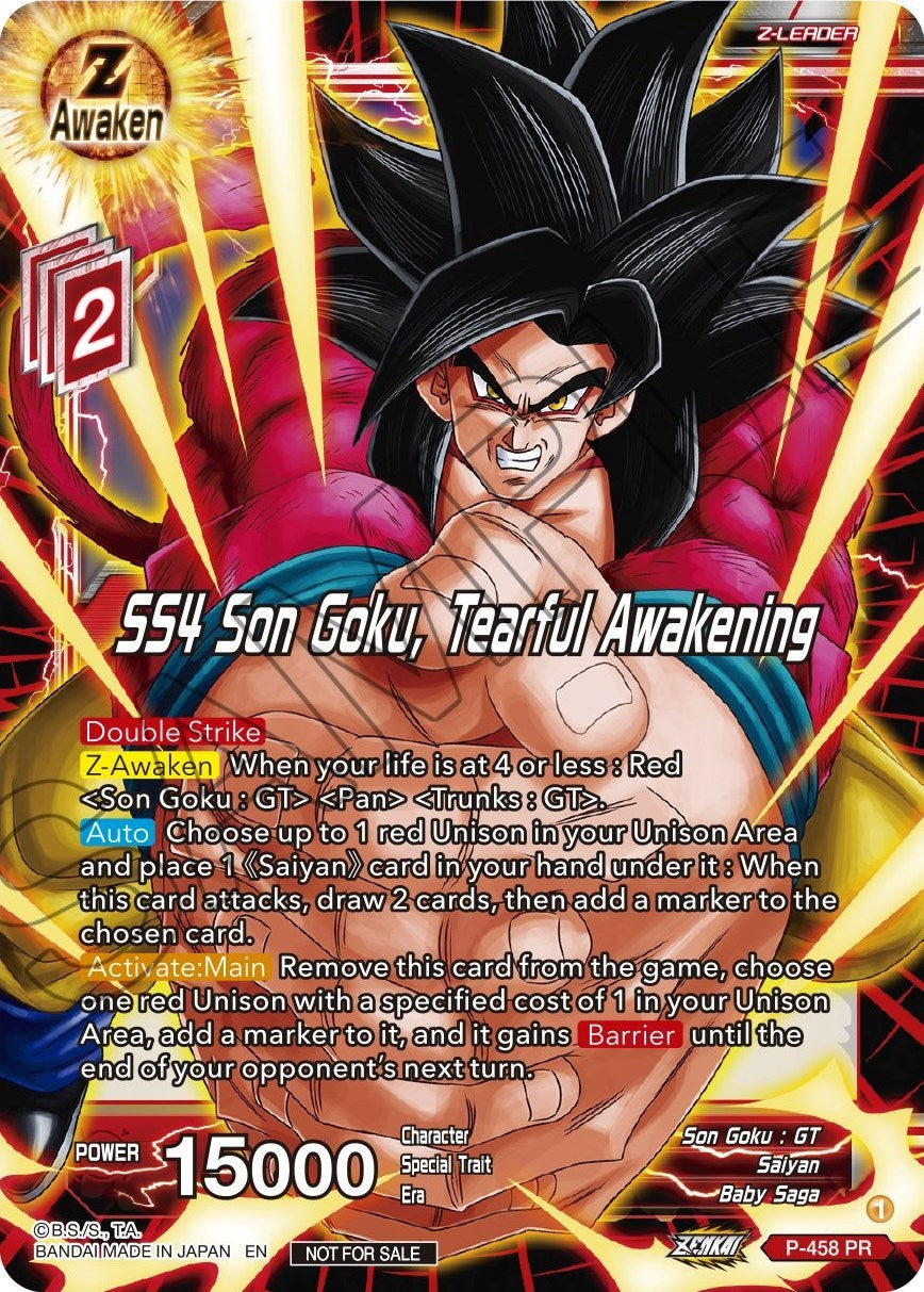 SS4 Son Goku, Tearful Awakening (Z03 Dash Pack) (P-458) [Promotion Cards] | Odin's Place