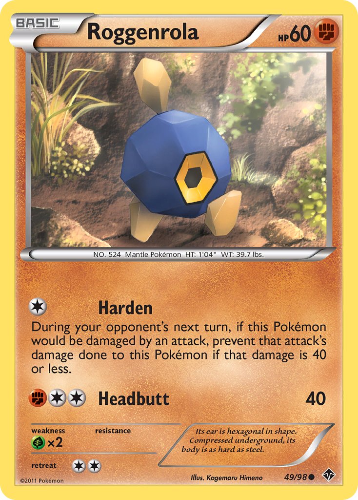 Roggenrola (49/98) (Cracked Ice Holo) (Blister Exclusive) [Black & White: Emerging Powers] | Odin's Place