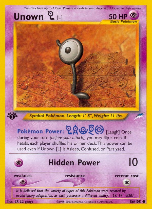 Unown [L] (86/105) [Neo Destiny 1st Edition] | Odin's Place