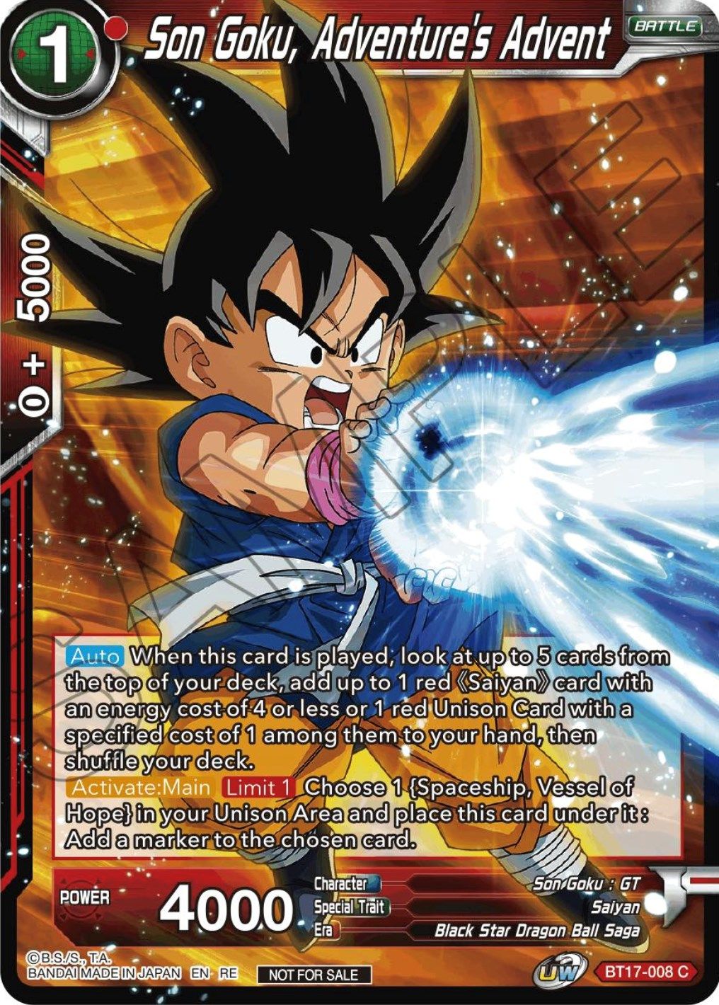 Son Goku, Adventure's Advent (Championship Selection Pack 2023 Vol.1) (BT17-008) [Tournament Promotion Cards] | Odin's Place