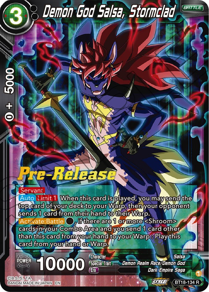 Demon God Salsa, Stormclad (BT18-134) [Dawn of the Z-Legends Prerelease Promos] | Odin's Place