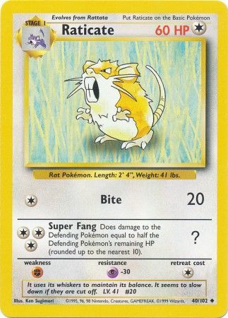 Raticate (40/102) [Base Set Unlimited] | Odin's Place
