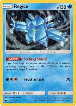 Regice (28/111) (Cosmos Holo) [Sun & Moon: Crimson Invasion] | Odin's Place