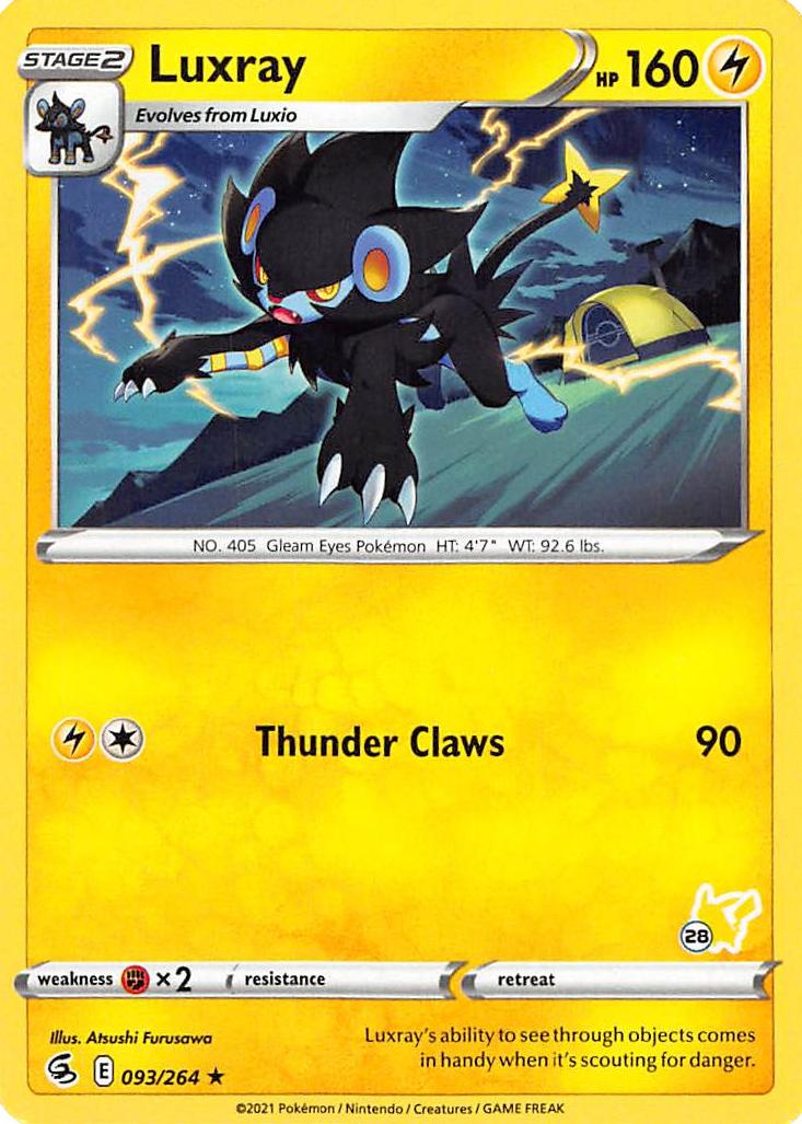 Luxray (093/264) (Pikachu Stamp #28) [Battle Academy 2022] | Odin's Place