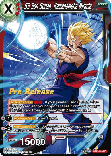 SS Son Gohan, Kamehameha Miracle (BT15-003) [Saiyan Showdown Prerelease Promos] | Odin's Place