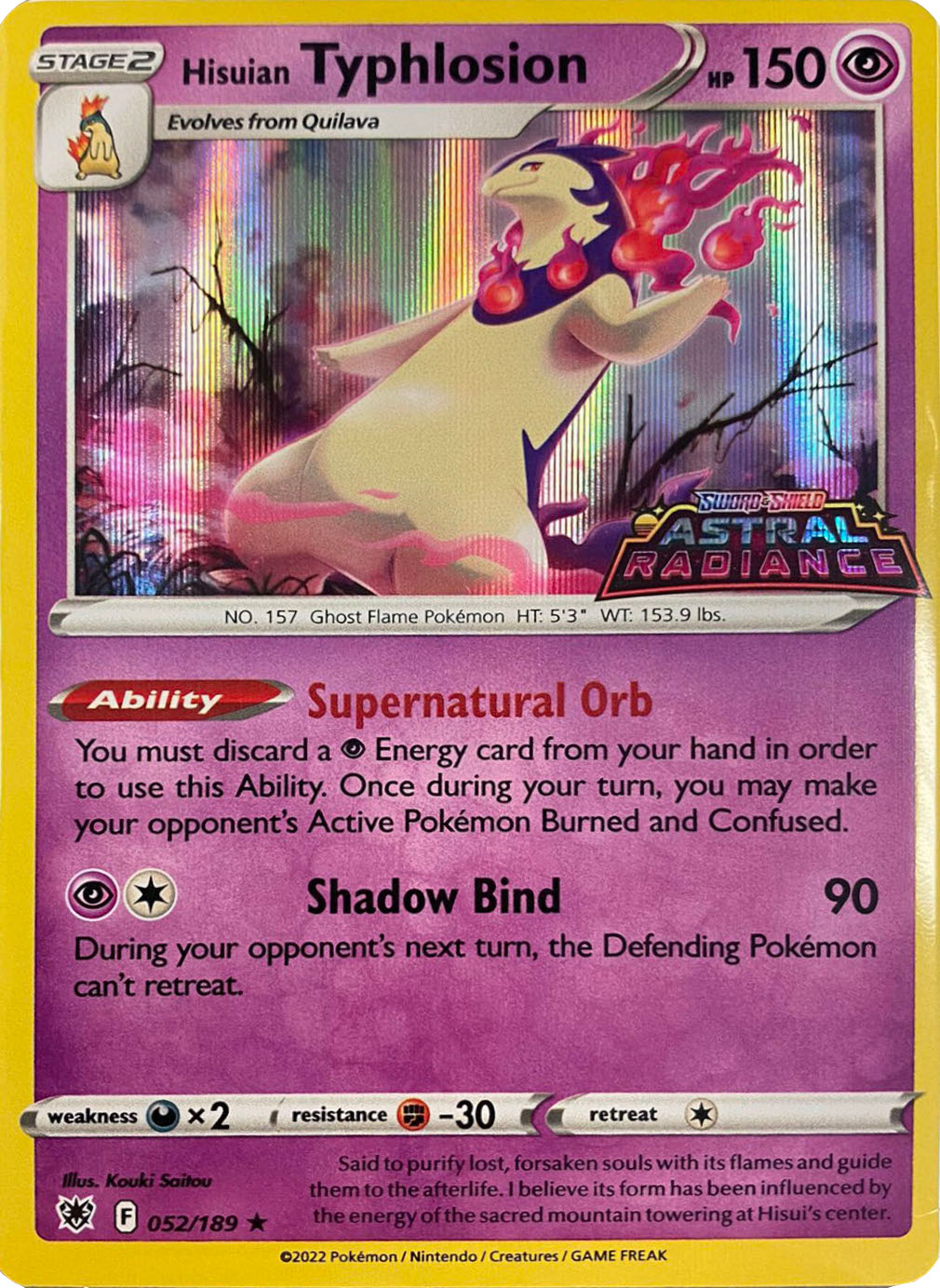 Hisuian Typhlosion (052/189) (GameStop Exclusive) [Sword & Shield: Astral Radiance] | Odin's Place