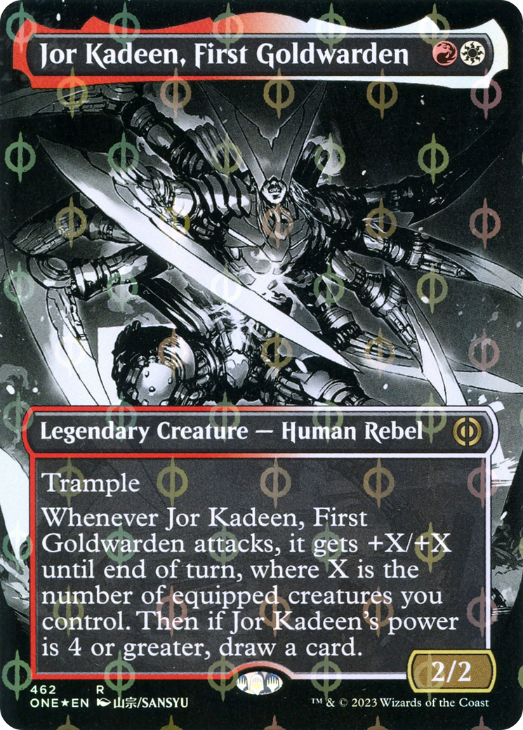Jor Kadeen, First Goldwarden (Borderless Manga Step-and-Compleat Foil) [Phyrexia: All Will Be One] | Odin's Place