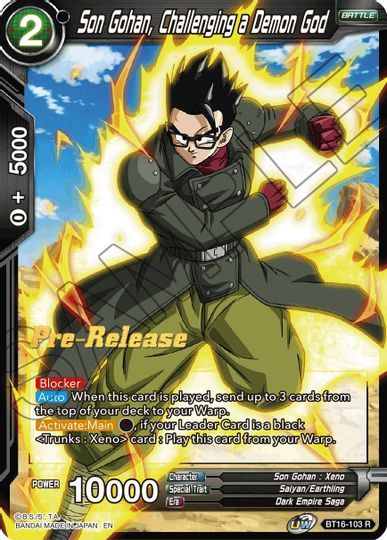 Son Gohan, Challenging a Demon God (BT16-103) [Realm of the Gods Prerelease Promos] | Odin's Place