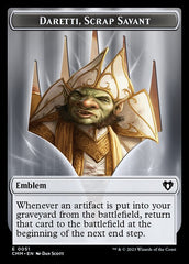 Thopter // Emblem - Daretti, Scrap Savant Double-Sided Token [Commander Masters Tokens] | Odin's Place
