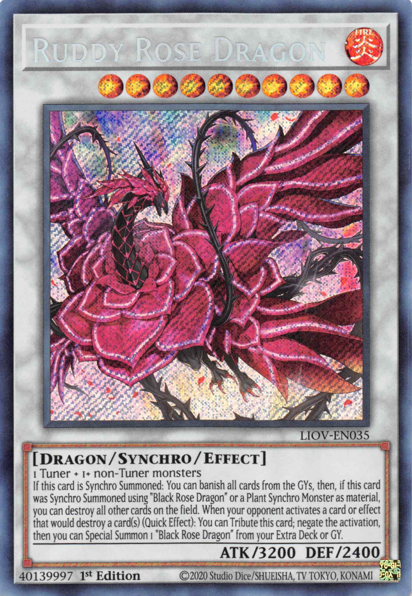 Ruddy Rose Dragon [LIOV-EN035] Secret Rare | Odin's Place
