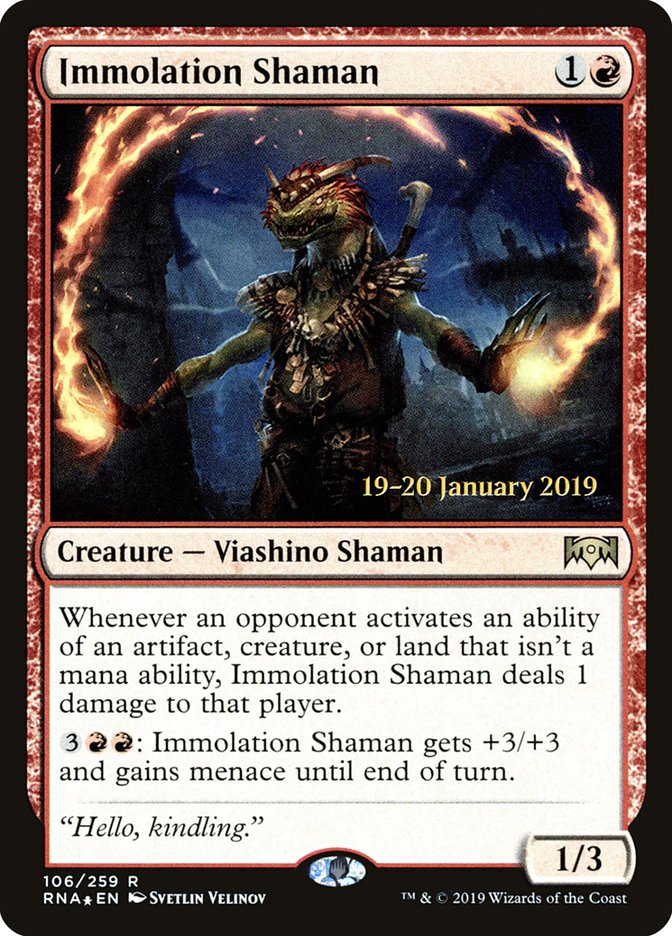 Immolation Shaman (106) [Ravnica Allegiance Prerelease Promos] | Odin's Place