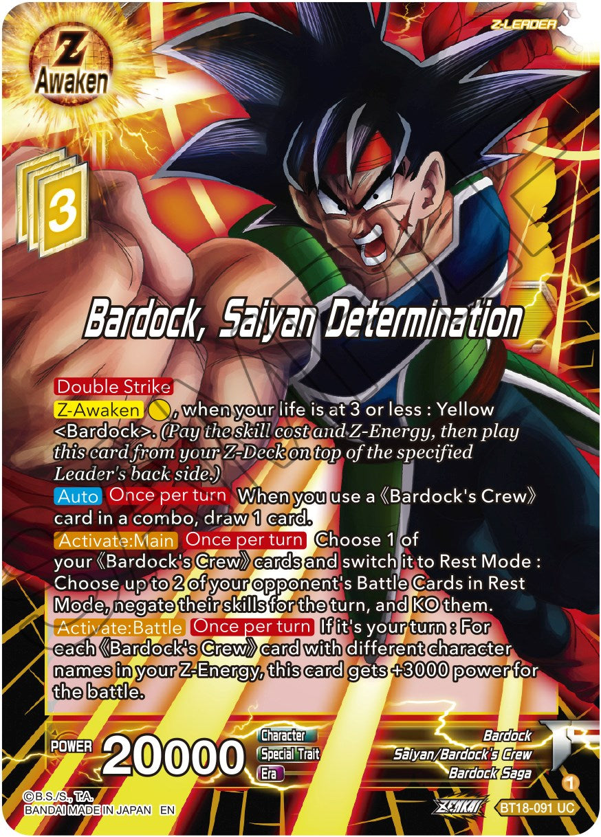 Bardock, Saiyan Determination (BT18-091) [Dawn of the Z-Legends] | Odin's Place