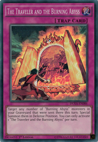 The Traveler and the Burning Abyss [DUEA-EN086] Super Rare | Odin's Place