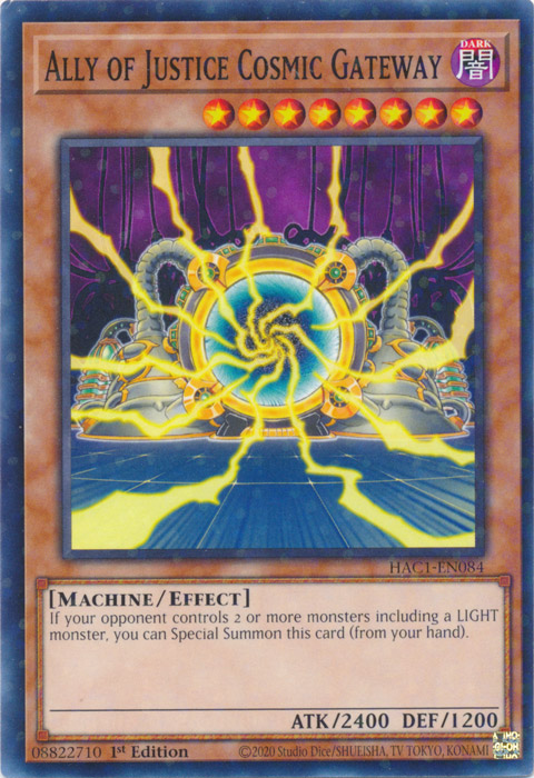 Ally of Justice Cosmic Gateway (Duel Terminal) [HAC1-EN084] Parallel Rare | Odin's Place