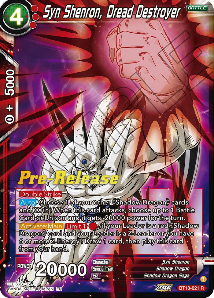 Syn Shenron, Dread Destroyer (BT18-021) [Dawn of the Z-Legends Prerelease Promos] | Odin's Place