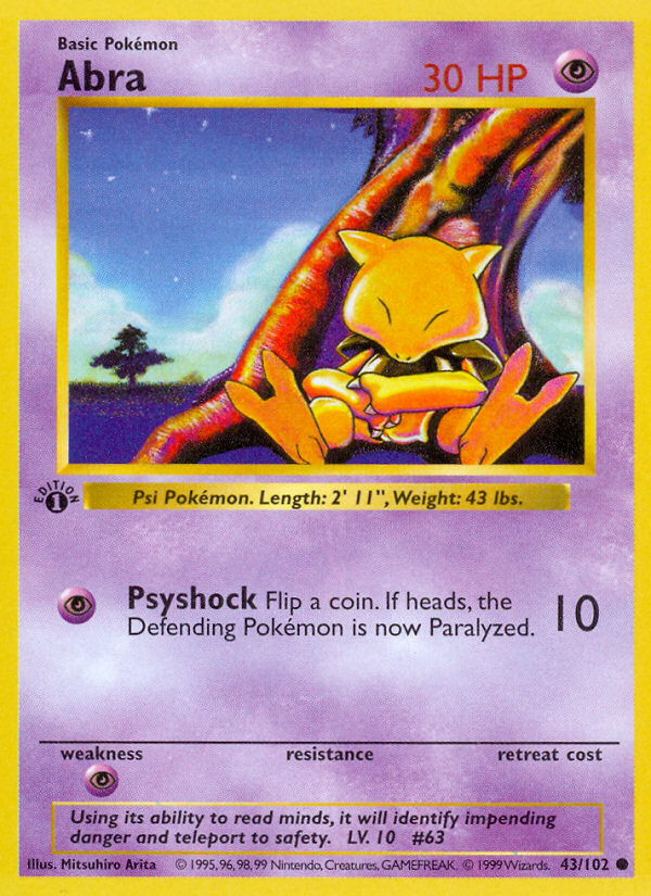 Abra (43/102) (Shadowless) [Base Set 1st Edition] | Odin's Place