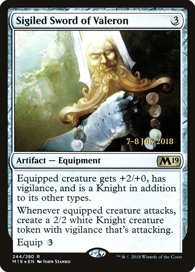 Sigiled Sword of Valeron (244) [Core Set 2019 Prerelease Promos] | Odin's Place