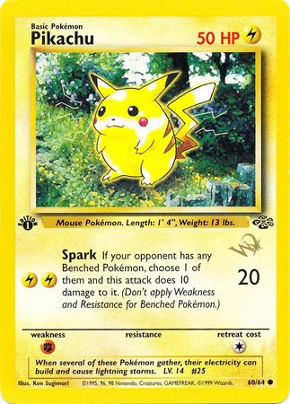 Pikachu (60/64) (W Stamped Promo) [Jungle 1st Edition] | Odin's Place