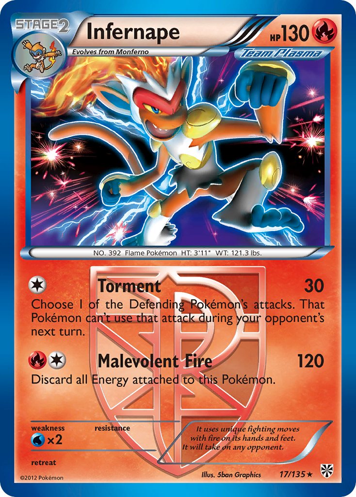 Infernape (17/135) (Theme Deck Exclusive) [Black & White: Plasma Storm] | Odin's Place
