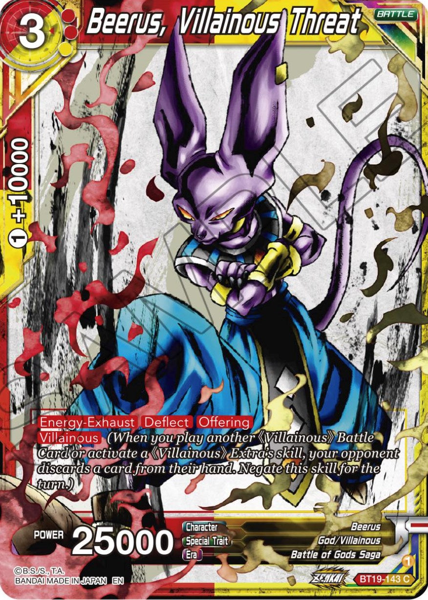 Beerus, Villainous Threat (BT19-143) [Fighter's Ambition] | Odin's Place