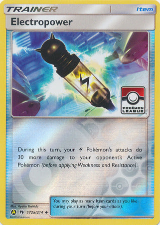Electropower (172a/214) (League Promo) [Sun & Moon: Lost Thunder] | Odin's Place