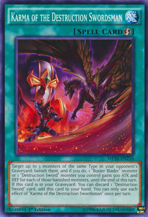 Karma of the Destruction Swordsman [MP16-EN216] Common | Odin's Place