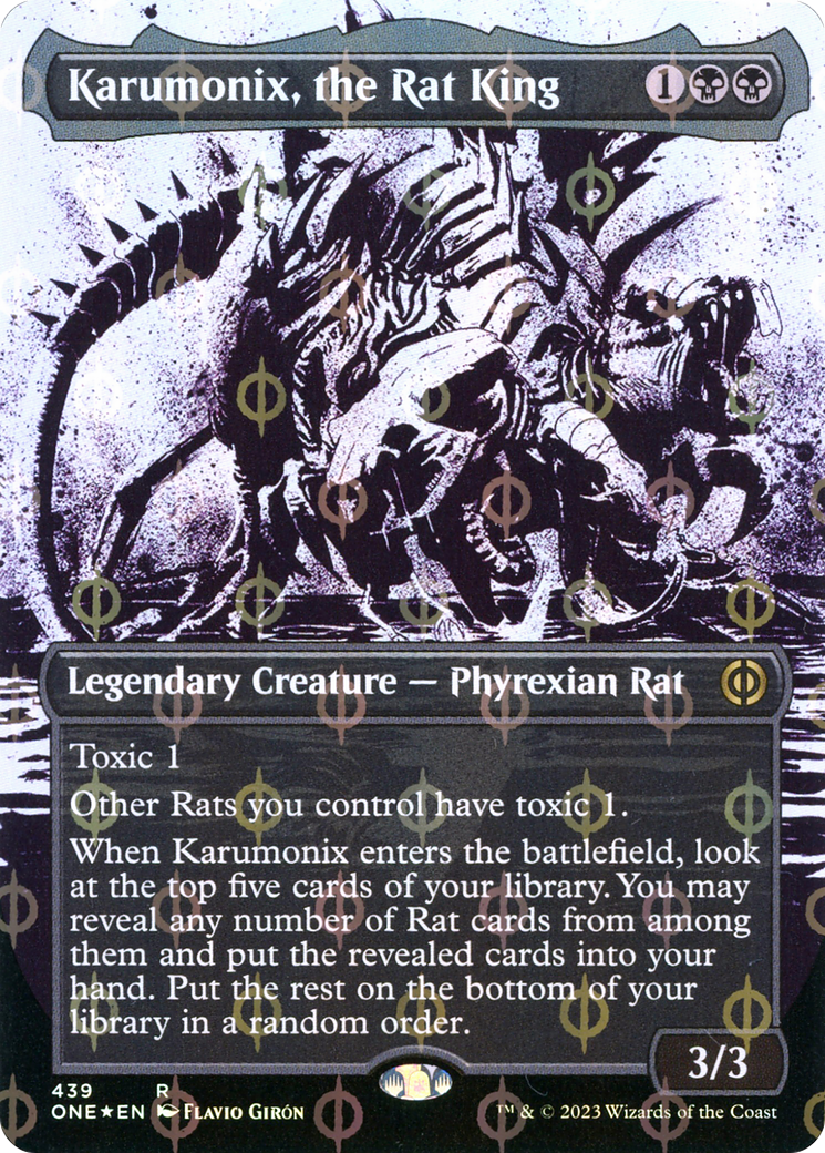 Karumonix, the Rat King (Borderless Ichor Step-and-Compleat Foil) [Phyrexia: All Will Be One] | Odin's Place