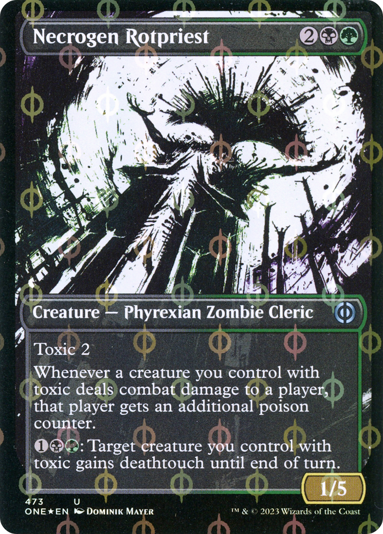Necrogen Rotpriest (Borderless Ichor Step-and-Compleat Foil) [Phyrexia: All Will Be One] | Odin's Place
