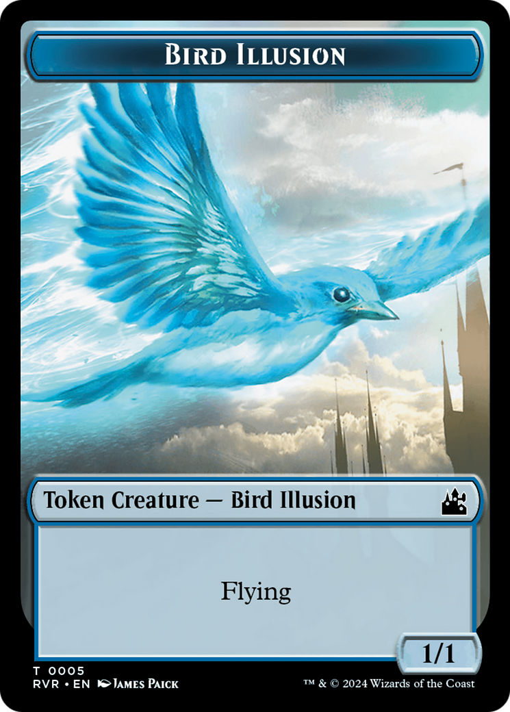 Saproling // Bird Illusion Double-Sided Token [Ravnica Remastered Tokens] | Odin's Place