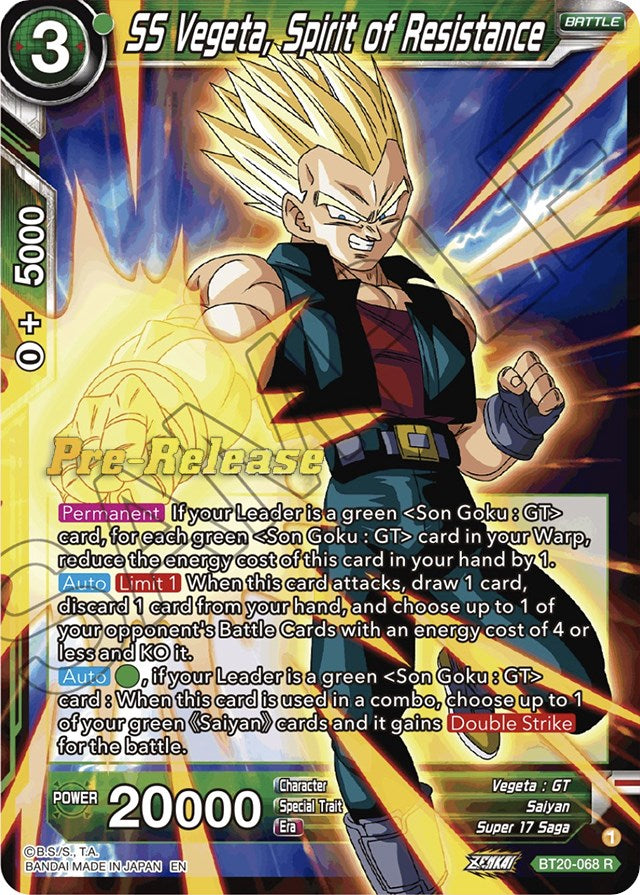 SS Vegeta, Spirit of Resistance (BT20-068) [Power Absorbed Prerelease Promos] | Odin's Place
